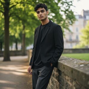 Mani Blazer Jacket Mens Navy Blue Made USA Classic Suit Coat See Measurements